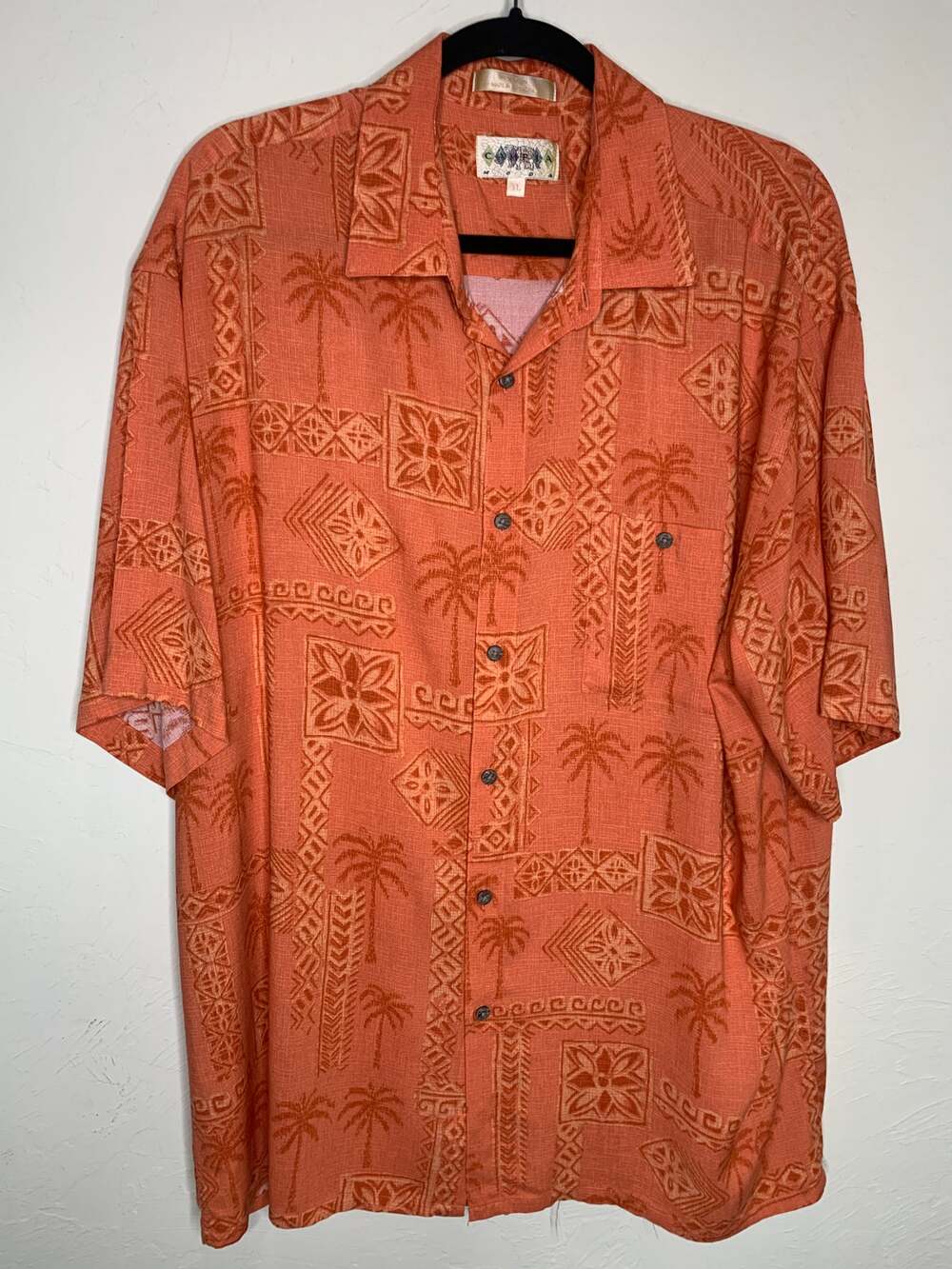 Vintage Campia Orange Hawaiian Shirt Sz XL Rayon